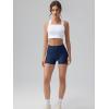 imageOQQ High Waist Shorts for Womens with Deep Pockets Tummy Control Yoga Athletic Workout Running ShortsNavy Blue