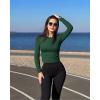 imageOQQ Womens 2 Piece Shirts Long Sleeve Crew Neck Ruched Stretch Basic Fitted Tee Shirts TopsDarkgreen winered