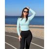 imageOQQ Womens 2 Piece Shirts Long Sleeve Crew Neck Ruched Stretch Basic Fitted Tee Shirts TopsSea Salt Blue dry Rose