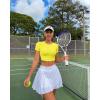 imageOQQ Womens 3 Piece Crop Tops Crew Neck Shorts Sleeve Stretch Fitted Shirts Crop TopsBlack yellow white