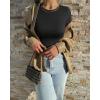 imageOQQ Womens 3 Piece Crop Tops Crew Neck Shorts Sleeve Stretch Fitted Shirts Crop TopsBlack yellow white
