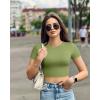 imageOQQ Womens 3 Piece Crop Tops Crew Neck Shorts Sleeve Stretch Fitted Shirts Crop TopsRed avocado Green purple