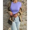 imageOQQ Womens 3 Piece Crop Tops Crew Neck Shorts Sleeve Stretch Fitted Shirts Crop TopsRed avocado Green purple