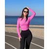 imageOQQ Womens Bodysuits Ruched Crew Neck Long Sleeve Lounge Stretch Vacation BodysuitsRose