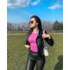 imageOQQ Womens Bodysuits Ruched Crew Neck Long Sleeve Lounge Stretch Vacation BodysuitsRose