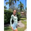 imageOQQ Womens Bodysuits Ruched Long Sleeve Square Neck Lounge Stretch Travel BodysuitsPea Green