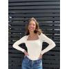 imageOQQ Womens Bodysuits Sexy Ribbed Square Neck Long Sleeve Tummy Control Casual Fall BodysuitsBeige