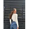 imageOQQ Womens Bodysuits Sexy Ribbed Square Neck Long Sleeve Tummy Control Casual Fall BodysuitsBeige