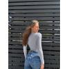 imageOQQ Womens Bodysuits Sexy Ribbed Square Neck Long Sleeve Tummy Control Casual Fall BodysuitsGrey