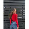 imageOQQ Womens Bodysuits Sexy Ribbed Square Neck Long Sleeve Tummy Control Casual Fall BodysuitsRed