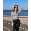 imageOQQ Womens Shirts Long Sleeve Crew Neck Ruched Stretch Basic Fitted Tee Shirts TopsGrey