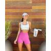 imageOQQ Womens 3 Piece Yoga Shorts Ribbed Seamless Workout High Waist Cross Over Athletic LeggingsBlack grey rose
