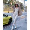 imageOQQ Women Long Sleeve Yoga Jumpsuits Workout Ribbed Bodysuits Pants Sexy One PieceBeige
