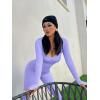 imageOQQ Women Long Sleeve Yoga Jumpsuits Workout Ribbed Bodysuits Pants Sexy One PiecePurple