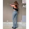 imageOQQ Womens 2 Piece Yoga Pants Ribbed Seamless Workout High Waist Bell Bottoms Flare LeggingsBlack haze Blue