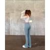 imageOQQ Womens 2 Piece Yoga Pants Ribbed Seamless Workout High Waist Bell Bottoms Flare LeggingsBlack haze Blue