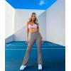 imageOQQ Womens 2 Piece Yoga Pants Ribbed Seamless Workout High Waist Bell Bottoms Flare LeggingsSmoke Grey jade Green