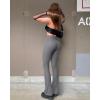 imageOQQ Womens 2 Piece Yoga Pants Ribbed Seamless Workout High Waist Bell Bottoms Flare LeggingsSmoke Grey jade Green
