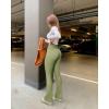 imageOQQ Womens 2 Piece Yoga Pants Ribbed Seamless Workout High Waist Bell Bottoms Flare LeggingsSmoke Grey jade Green