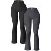 imageOQQ Womens 2 Piece Yoga Pants Ribbed Seamless Workout High Waist Cross Over Bell Bottoms Exercise Flare LeggingsBlack darkgrey
