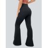 imageOQQ Flared Pants for Women Trendy Acid Wash High Waist Casual Soft Cropped Stretchy Baggy with Patch PocketsBlack