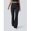 imageOQQ Flared Pants for Women Trendy Acid Wash High Waist Casual Soft Cropped Stretchy Baggy with Patch PocketsBlack