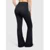 imageOQQ Flared Pants for Women Trendy Acid Wash High Waist Casual Soft Cropped Stretchy Baggy with Patch PocketsBlack