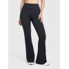 imageOQQ Flared Pants for Women Trendy Acid Wash High Waist Casual Soft Cropped Stretchy Baggy with Patch PocketsBlack