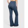 imageOQQ Flared Pants for Women Trendy Acid Wash High Waist Casual Soft Cropped Stretchy Baggy with Patch PocketsDarkblue