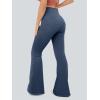 imageOQQ Flared Pants for Women Trendy Acid Wash High Waist Casual Soft Cropped Stretchy Baggy with Patch PocketsDarkblue