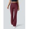 imageOQQ Flared Pants for Women Trendy Acid Wash High Waist Casual Soft Cropped Stretchy Baggy with Patch PocketsMaroon