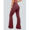 imageOQQ Flared Pants for Women Trendy Acid Wash High Waist Casual Soft Cropped Stretchy Baggy with Patch PocketsMaroon