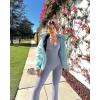 imageOQQ Jumpsuits for Women Fall Winter Halterneck Sleeveless LaceTrim Flared JumpsuitBlues