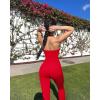 imageOQQ Jumpsuits for Women Fall Winter Halterneck Sleeveless LaceTrim Flared JumpsuitRed