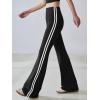 imageOQQ Pants for Women Soft Active High Waist Yoga Leggings Stripes Flared TrousersBlack