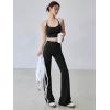 imageOQQ Pants for Women Soft Active High Waist Yoga Leggings Stripes Flared TrousersBlack