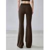imageOQQ Pants for Women Soft Active High Waist Yoga Leggings Stripes Flared TrousersDarkbrown