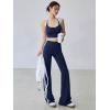 imageOQQ Pants for Women Soft Active High Waist Yoga Leggings Stripes Flared TrousersNavy Blue