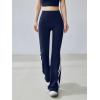 imageOQQ Pants for Women Soft Active High Waist Yoga Leggings Stripes Flared TrousersNavy Blue