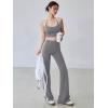 imageOQQ Pants for Women Soft Active High Waist Yoga Leggings Stripes Flared TrousersSmoke Grey