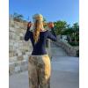 imageOQQ Women Bodysuit ContrastTrim Square Neck Long Sleeve Stretch Bodysuit TopsNavy Blue