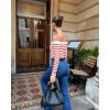 imageOQQ Women Off The Shoulder Knit Top Tide Striped TShirts Fitted Basic Tee 2025 Crop TunicsRed