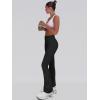 imageOQQ Women Pants Soft Active High Waist Crossover Flared Trousers with PocketsBlack