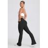 imageOQQ Women Pants Soft Active High Waist Crossover Flared Trousers with PocketsBlack