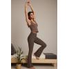 imageOQQ Women Pants Soft Active High Waist Crossover Flared Trousers with PocketsDarkbrown