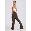 imageOQQ Women Pants Soft Active High Waist Crossover Flared Trousers with PocketsDarkbrown