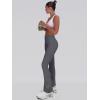 imageOQQ Women Pants Soft Active High Waist Crossover Flared Trousers with PocketsDarkgrey