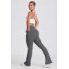 imageOQQ Women Pants Soft Active High Waist Crossover Flared Trousers with PocketsDarkgrey