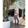 imageOQQ Women Pants Soft Active High Waist Crossover Flared Trousers with PocketsDarkgrey