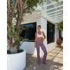 imageOQQ Women Pants Soft Active High Waist Crossover Flared Trousers with PocketsGrape Purple